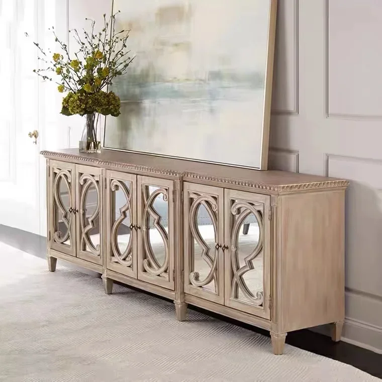 

TV cabinet Simple small apartment audio-visual cabinet Hollow storage engraved dining side cabinet