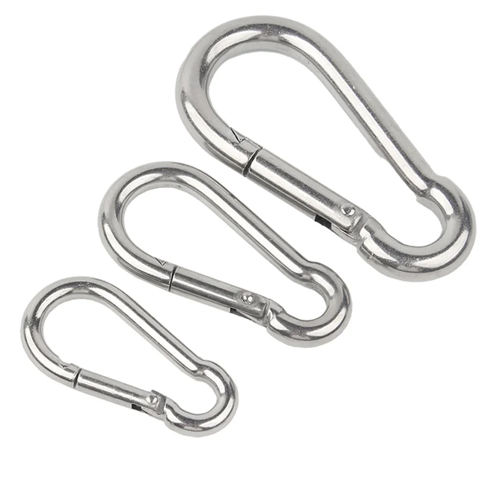 1/2/5Pcs M4 M5 M6 M8 M10 304 Stainless Steel Spring Snap Carabiner Quick Link Lock Ring Hook snap shackle Chain Fastener Hook