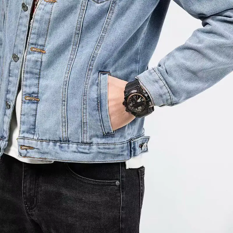 

Loose Men's Jaet 2024 Spring Autumn Sli Streetwear Hong Kong Sle Casual Coat Youth Trendy Outerwear Stand Fit