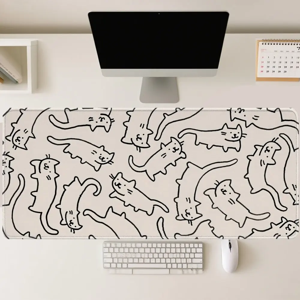 

Супер большой игровой коврик для мыши — противоскользящая резиновая основа, милый дизайн кота в стиле аниме, коврик для офисного стола в богемном стиле, игровой коврик