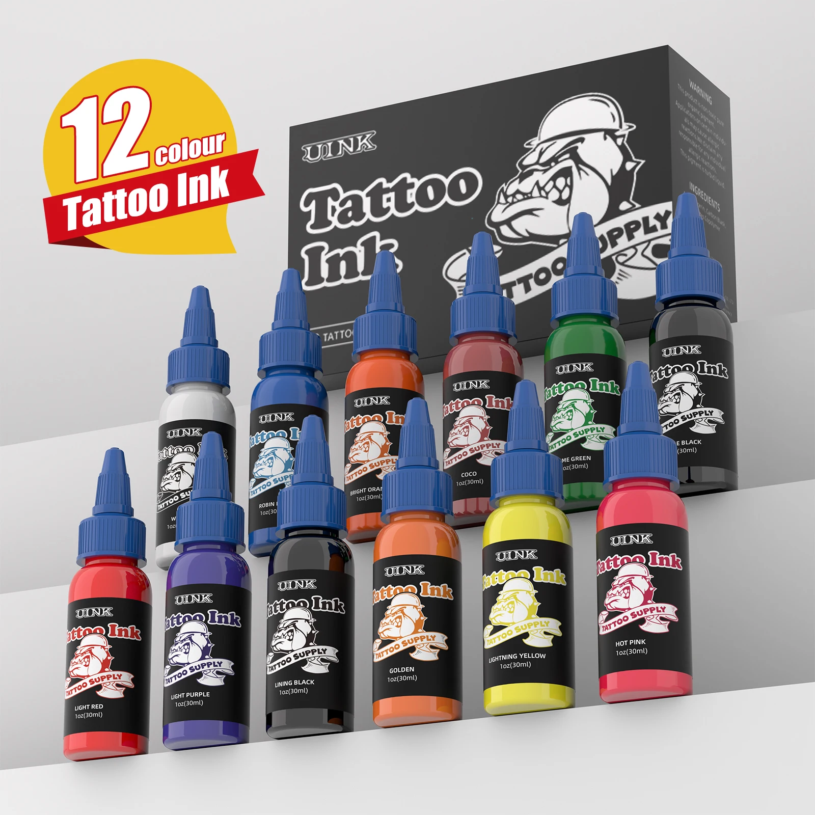 

DQFART 12Color 30ml Tattoo Ink Professional High Quality Longlasting Tattoo Pigment Body Art Pigment Tattoo Ink Tattoo Supplies