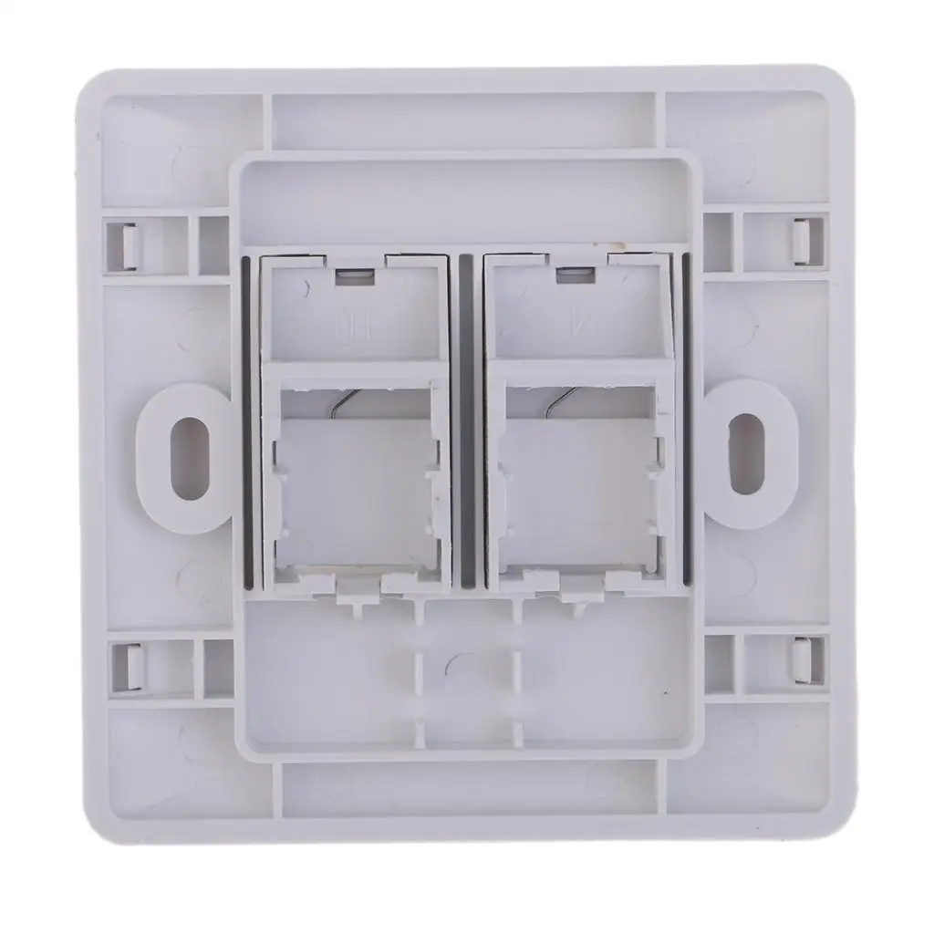 Double Ports Wall Outlet Plate Network Ethernet Shuttered Plate Keystones 2 Holes White