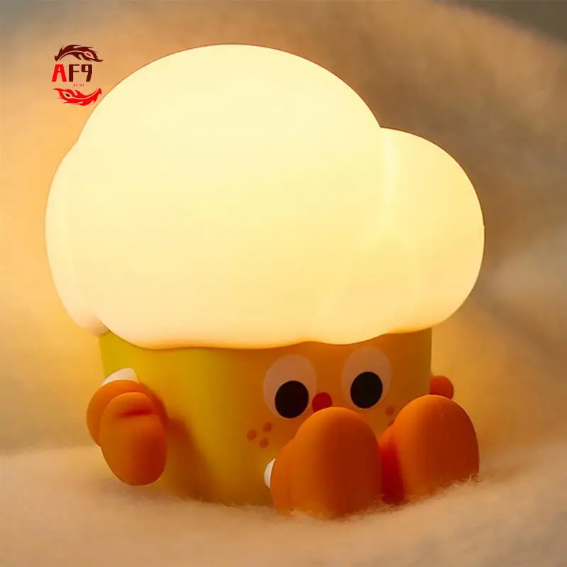 AF90-Popcorn Night Light, LED Squishy Night Lamp, Popcorn Novelty Lamp Rechargeable Touch Lamp, 3 Level Dimmable Night Lamp