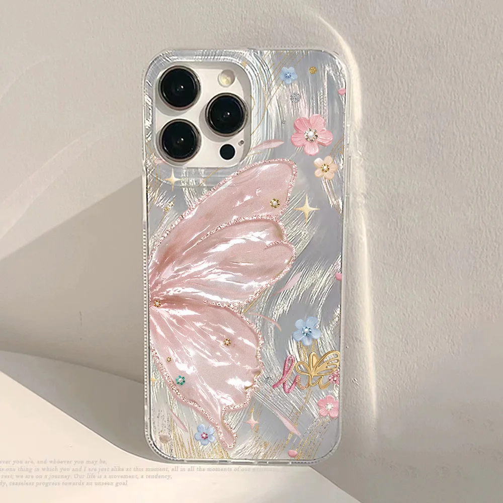 Luxuriöse Schmetterlingsflügel-Camlet-Handyhülle für iPhone 17 Pro Max 17 16 15 13 12 11 Pro Max 11 14 Air 14 Plus Silikonhülle Funda