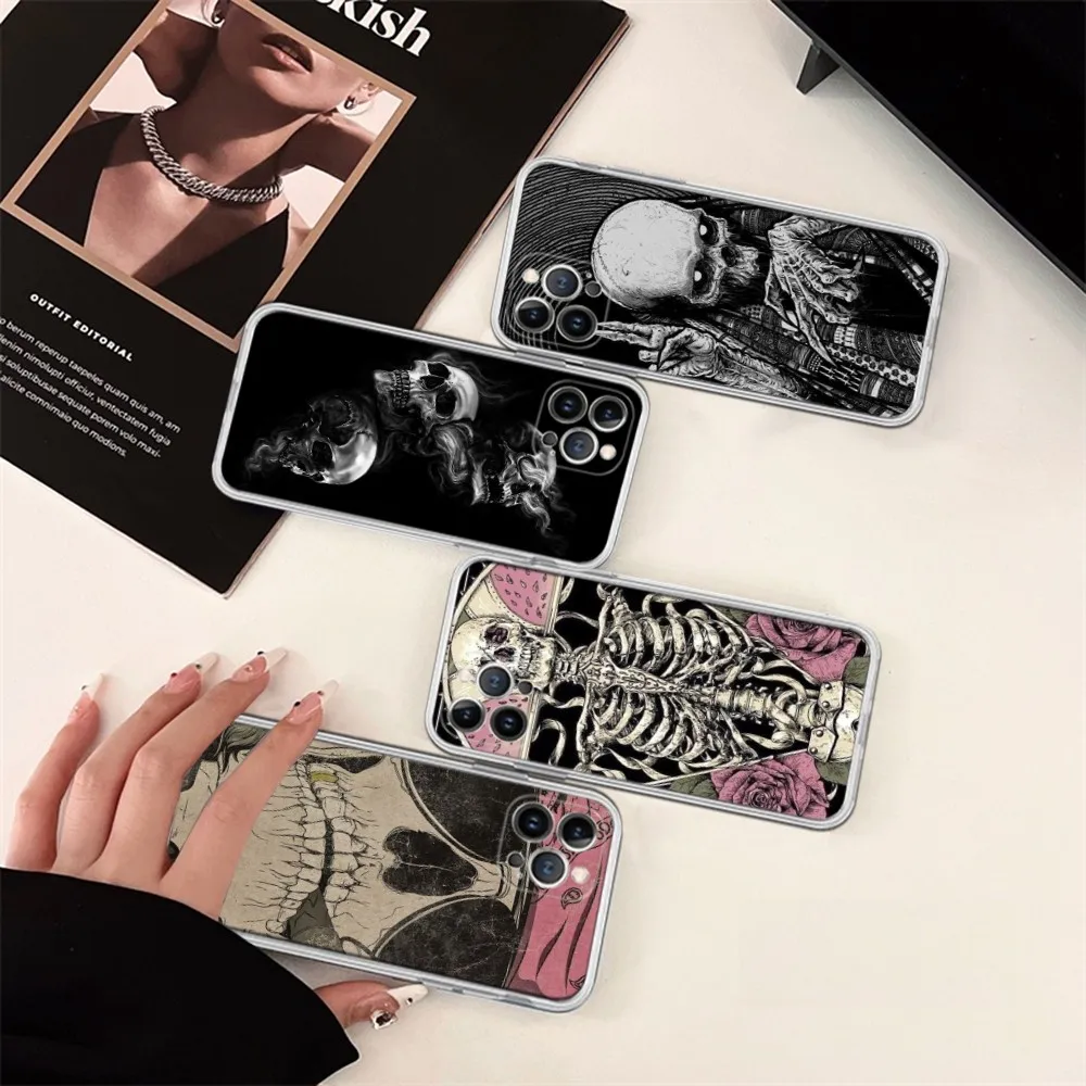 Gothic Fashion Skull Phone Case For IPhone 14 13 12 Mini 11 Pro XS Max X XR SE 6 7 8 Plus Soft Silicone Cover