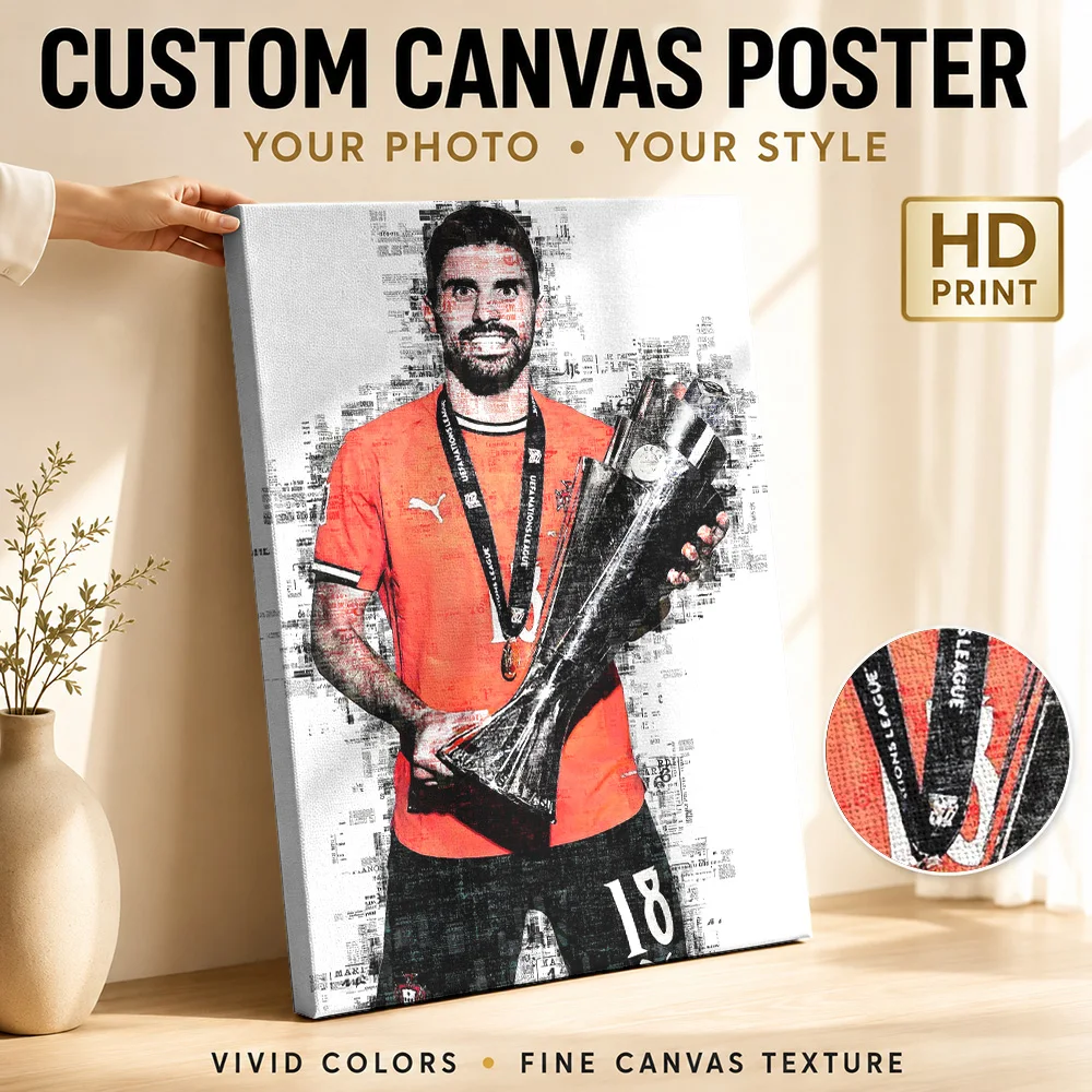 Martin Zubimendi Soccer Tribute Framed Canvas Print Poster Bold Style Wall Art With Customized Photo For Home Gym Ideal Fan Gift