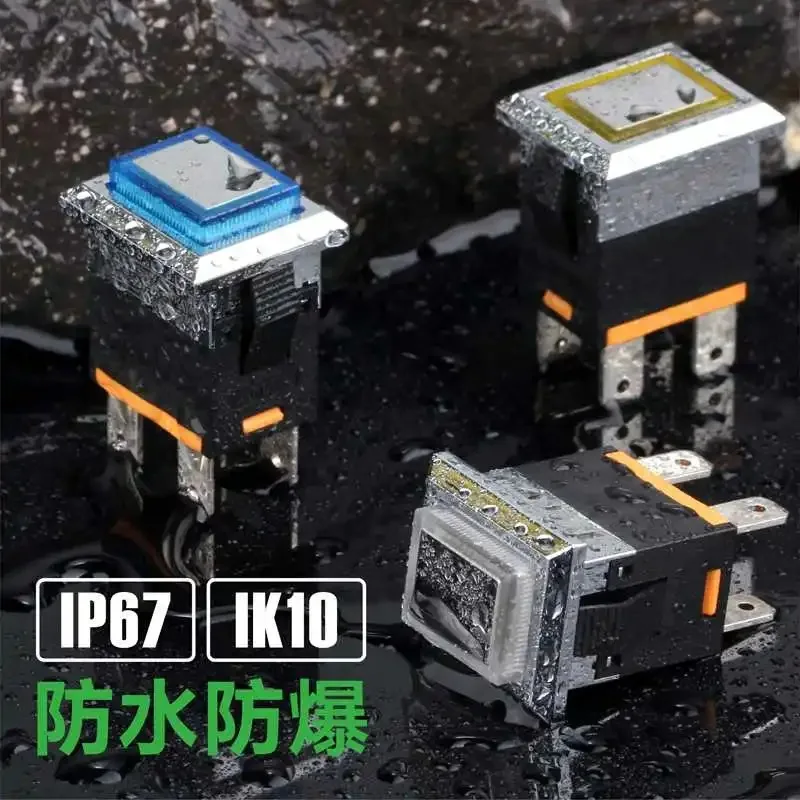 

1pcs 1913mm square rectangular metal button switch 15A high current self-recovery power switch lock with light KCD1