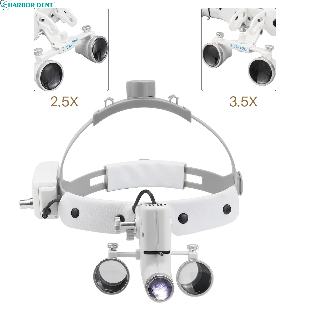 5W aluminiowa skrzynka stomatologiczna lupa dwuoczna 2,5x3,5 x lampa czołowa akumulatorowa z reflektorowym powiększeniem dentystycznym