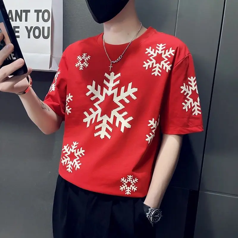 Fashion O-Neck Printed Casual Short Sleeve T-Shirts Men\'s Clothing 2024 Summer New Loose Korean Tops All-match Tee Shirt
