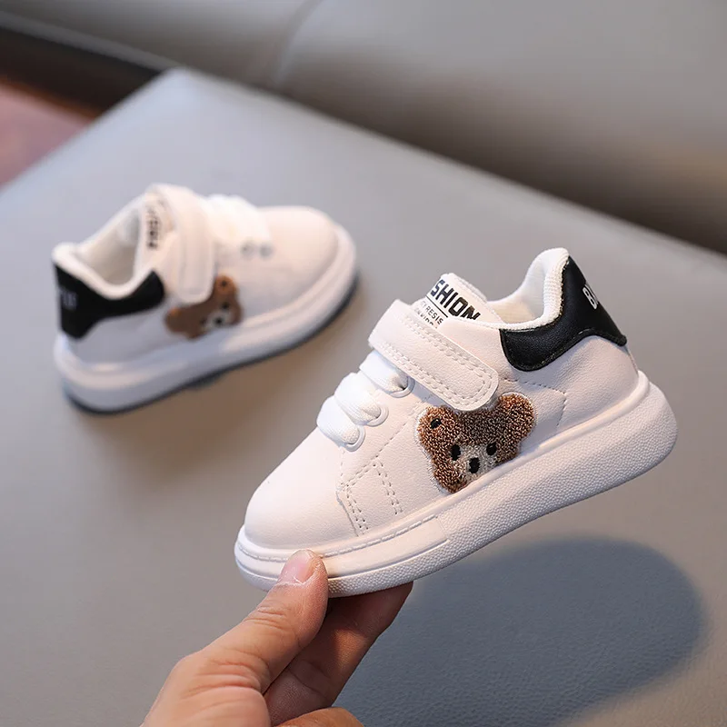 Children Shoes 2024 Spring Autumn Kids Sneakers Boys Sport Shoes Fashion Cute Animal Girls White Shoes Size 21-30