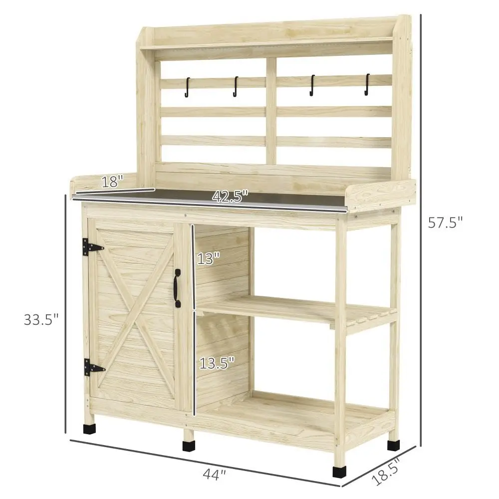 Wooden Potting Bench with Sink & Storage Shelves Cabinet, Garden Workstation with Removable Basin for Backyard Patio, Customized