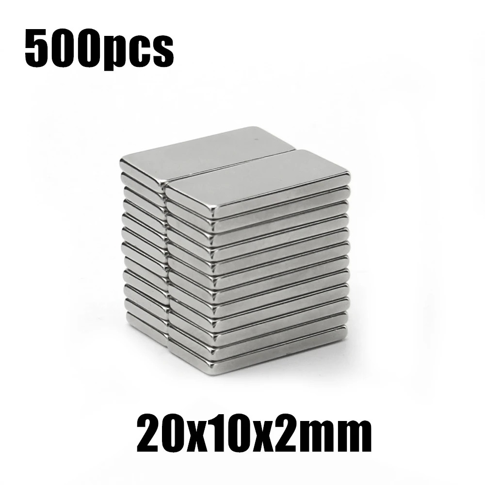 500pcs 20x10x2mm Neodymium Magnet 20*10*2mm N35 NdFeB Block Super Powerful Strong Permanent Magnetic imanes Block