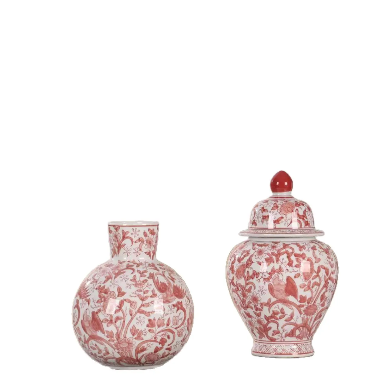 

Red Flower Bottle Jar New Chinese Home Decoration Ornament Vase Ceramic Ornament