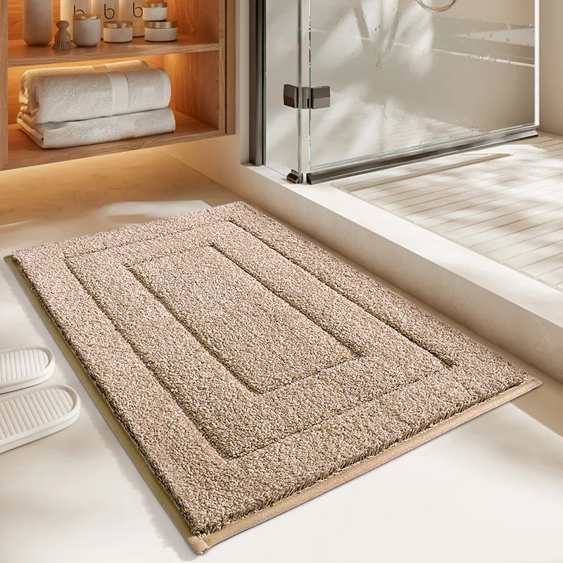 Microfiber Bathroom Mat High Quality Thickened Solid Color Non-Slip Water Absorbent Shower Room Door Mat Bath Rug Carpet