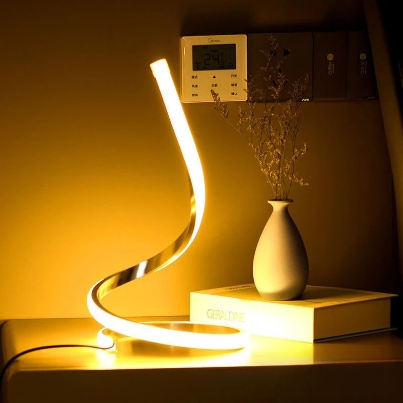 

Modern Spiral LED Table Lamp Dimmable Touch Control Night Light for Bedroom Bedside Living Room Office Home Decora Table Lamp