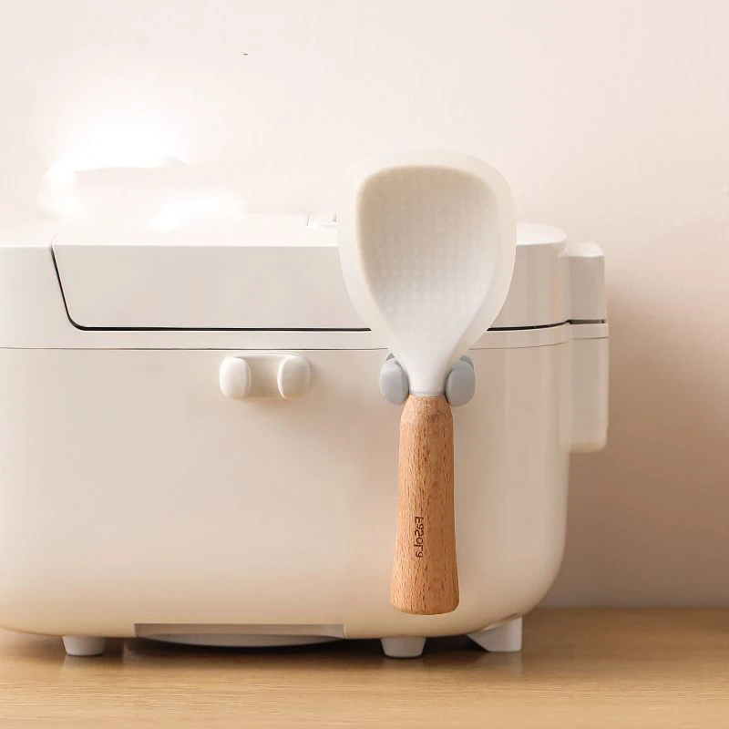 

Paste Sticky Rice Spoon Storage Rack Rice Cooker Wall-mounted Rice Spoon Silicone Storage Rack Kitchen Non-stick Rice Shovel