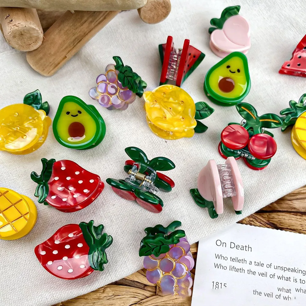 

1/3/6pcs Strawberry Cherry Fashionable Ins Hair Accessories Fruit Hair Clips Acetic Acid Hair Clips