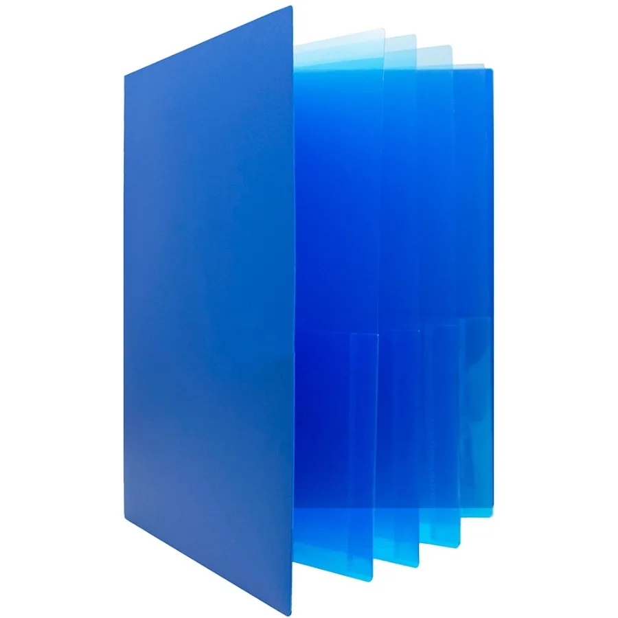 

Heavy Duty Plastic Multi Pocket Folders 10 Pocket Blue 3 pack