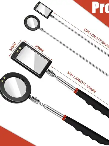 Car 360° Inspection Mirror LED Light Telescopic Inspection Mirror for Check The Condition of Vehicle Automotive Repairs Tools
