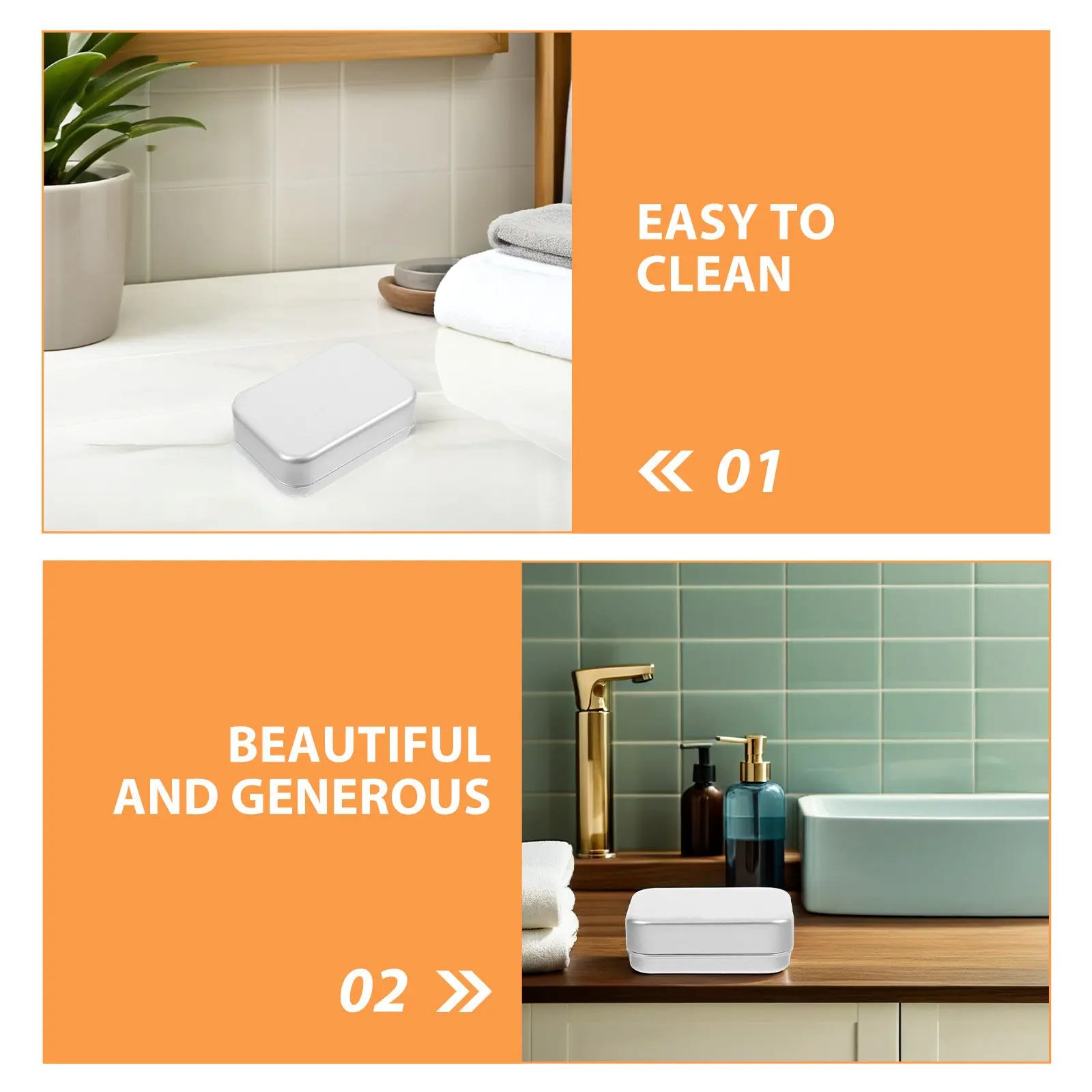 Aluminum Soap Holder Double Layer Portable Soap Box with Lid Drain Tray 3.9x2.7x1.4 Inches Lightweight Leakproof Travel Bathroom
