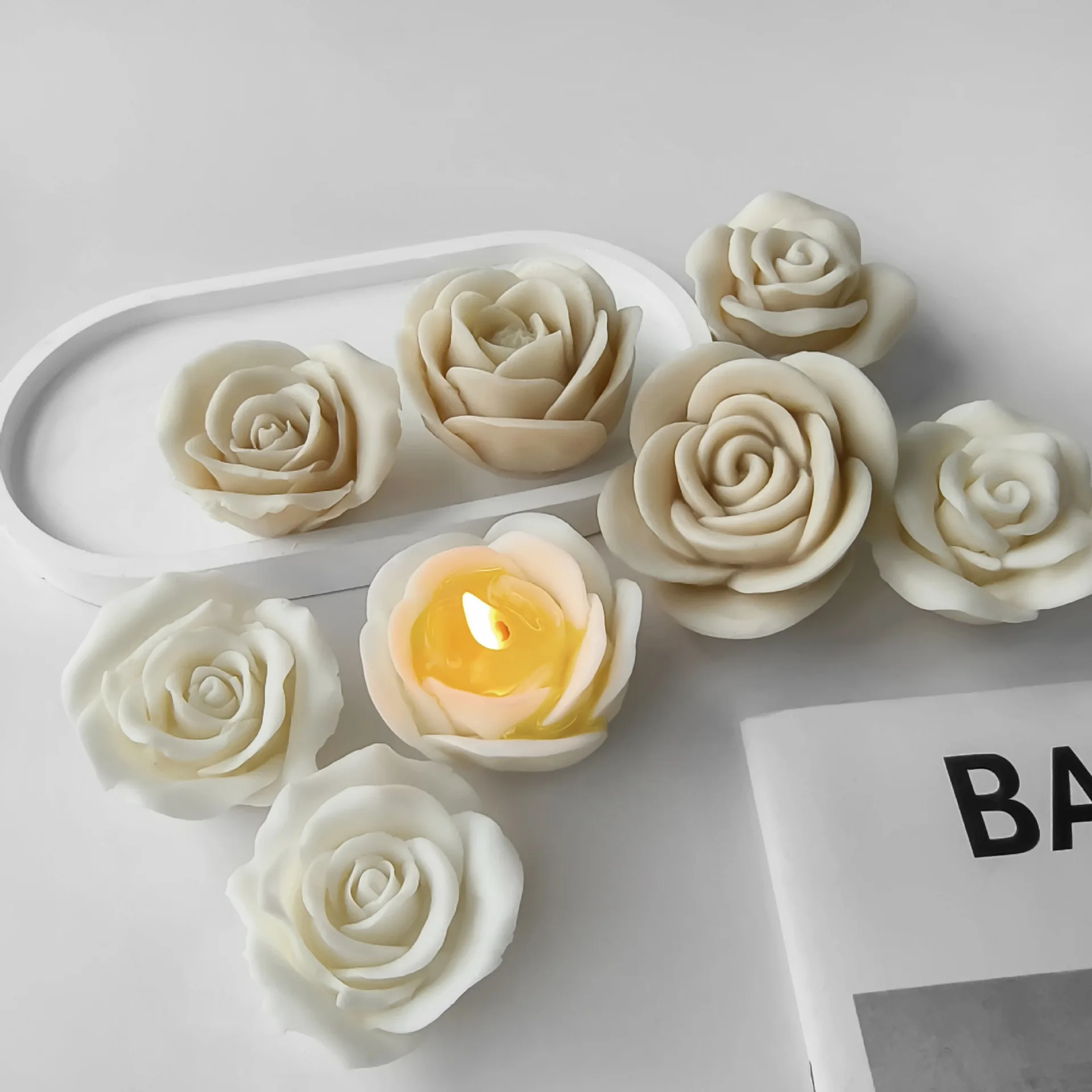 New 3D Flower Silicone Candle Molds Handmade Rose Flower Soap Plaster Chocolate Baking Mold for Valentine's Day Decoration Gift