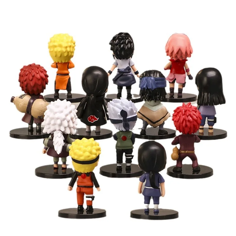 NarAAShippuden Anime Q Version PVC Figurines Jouets pour Enfants, HinMiSasuke, Itachi, Kakashi, Gaara, Poupées Cadeau, 12Pcs, Ensemble