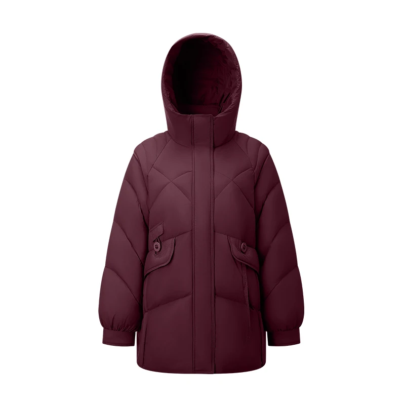 Długa kurtka puchowa damska Chericom, nowość zimy 2025, elegancka, codzienna kurtka z kapturem i stójką, zapinana na zamek, ocieplana odzież wierzchnia do pracy i na co dzień, model Y309162Y