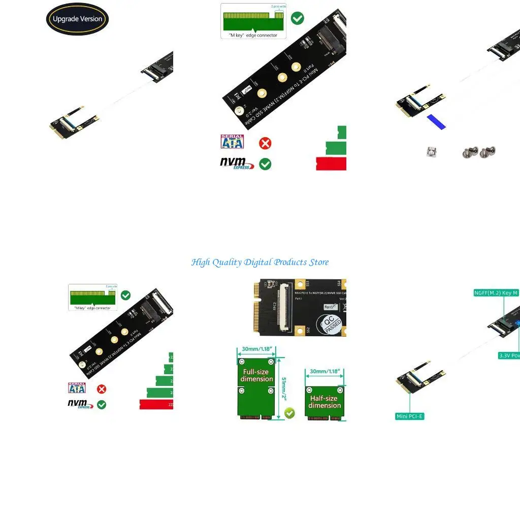 

U2JE M.2 SSDS для мини -слотов PCIe с адаптерным кабелем M.2 (NGFF) NVME SSD к мини -адаптерам PCIE повышают емкость хранения
