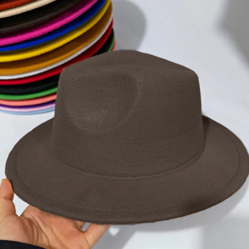 Kid Fe sombrero de Jazz para niños, gorra clásica de ala ancha, Panamá, lana de imitación, fieltro de ala ancha