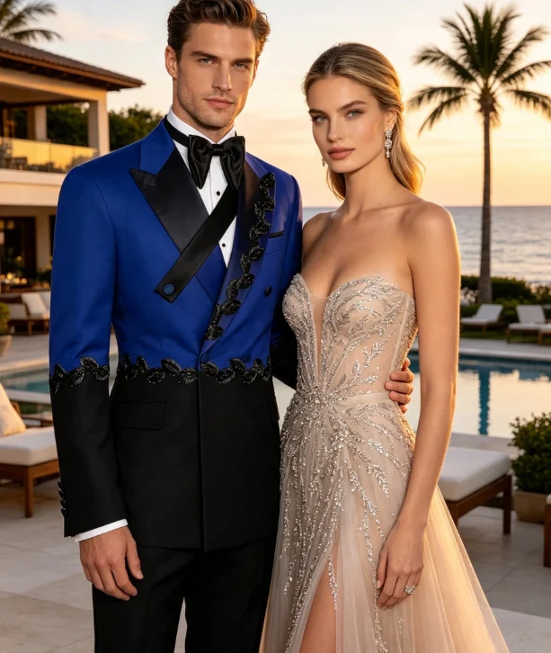 Mens Fashion Trajes - Luxuly two-tone color Fashion Men Suits