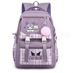 Sac à dos Kuromi Melody pour femme, ordinateur portable, grande capacité, sacs à dos scolaires pour filles, sac à dos pour adolescents, joli cadeau pour 4 documents