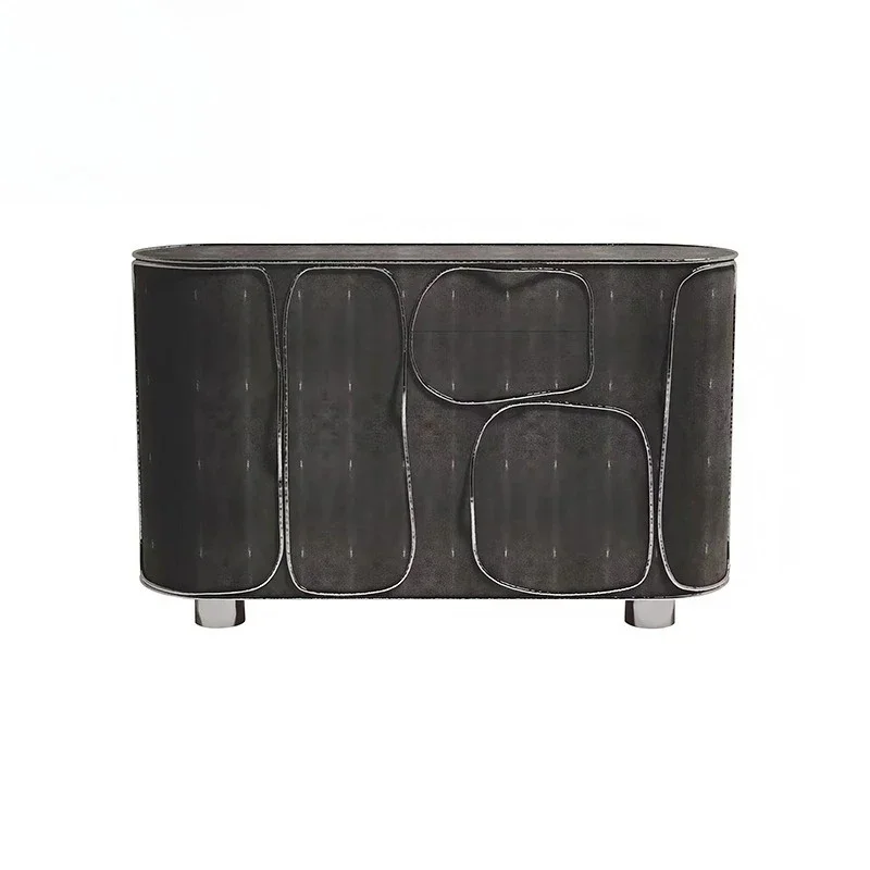 

Luxury creative solid wood dining side cabinet villa lu xury house designer l ather hig h-end ent rance cab inet