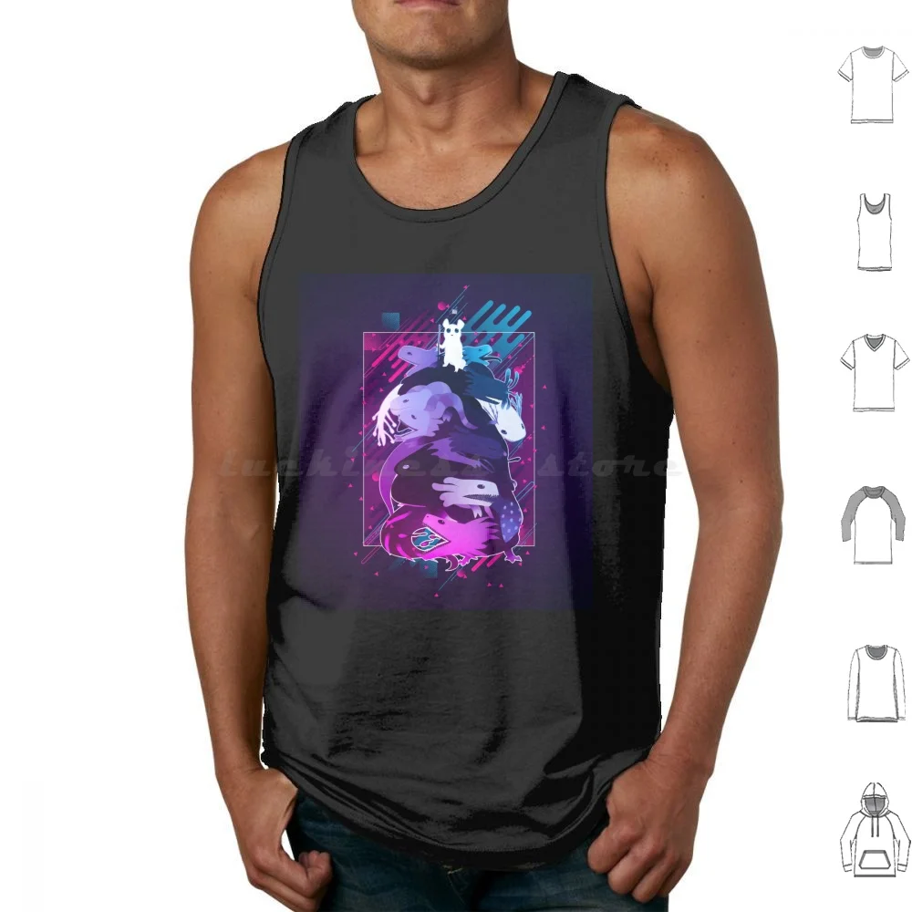 Rain World * Modern Graphic Design * Tank Tops Vest Sleeveless 90S Retro 90S Aesthetic Rain World Slug Cat Slugcat Rainworld