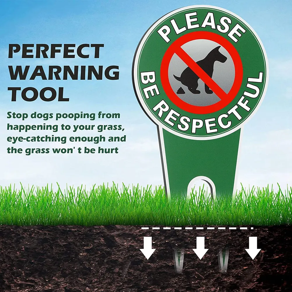 CMHI-4 Pieces No Poop Dog Signs Please Be Respectful No Pooping Dog Lawn Signs No Dog Poop Yard Signs