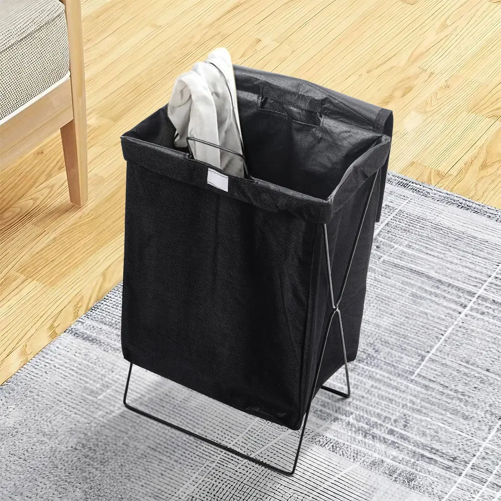 Black Folding Fabric Laundry Basket