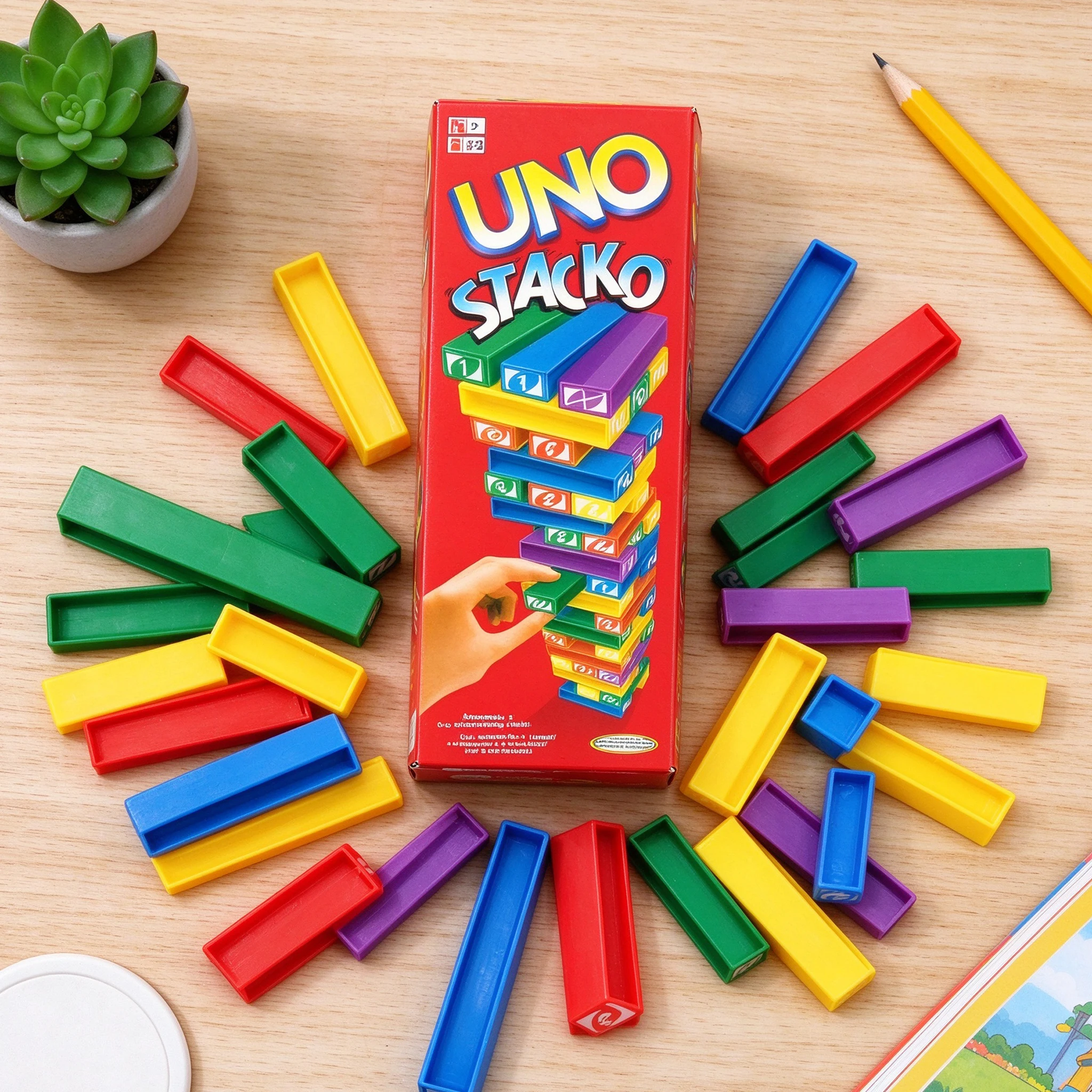 UNO Stacko Toys Card Board Games Family Entertainment Poker Party Early Education Puzzle Stackoed Blocks Toys Fun Game Gift
