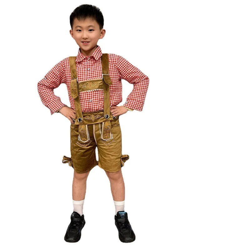 Kid Oktoberfest Dirndl Boy Kostuum Beieren Bier Feest Munich Kostuums Fantasia Outfit Hoed Traditioneel Paar Duits Kleding