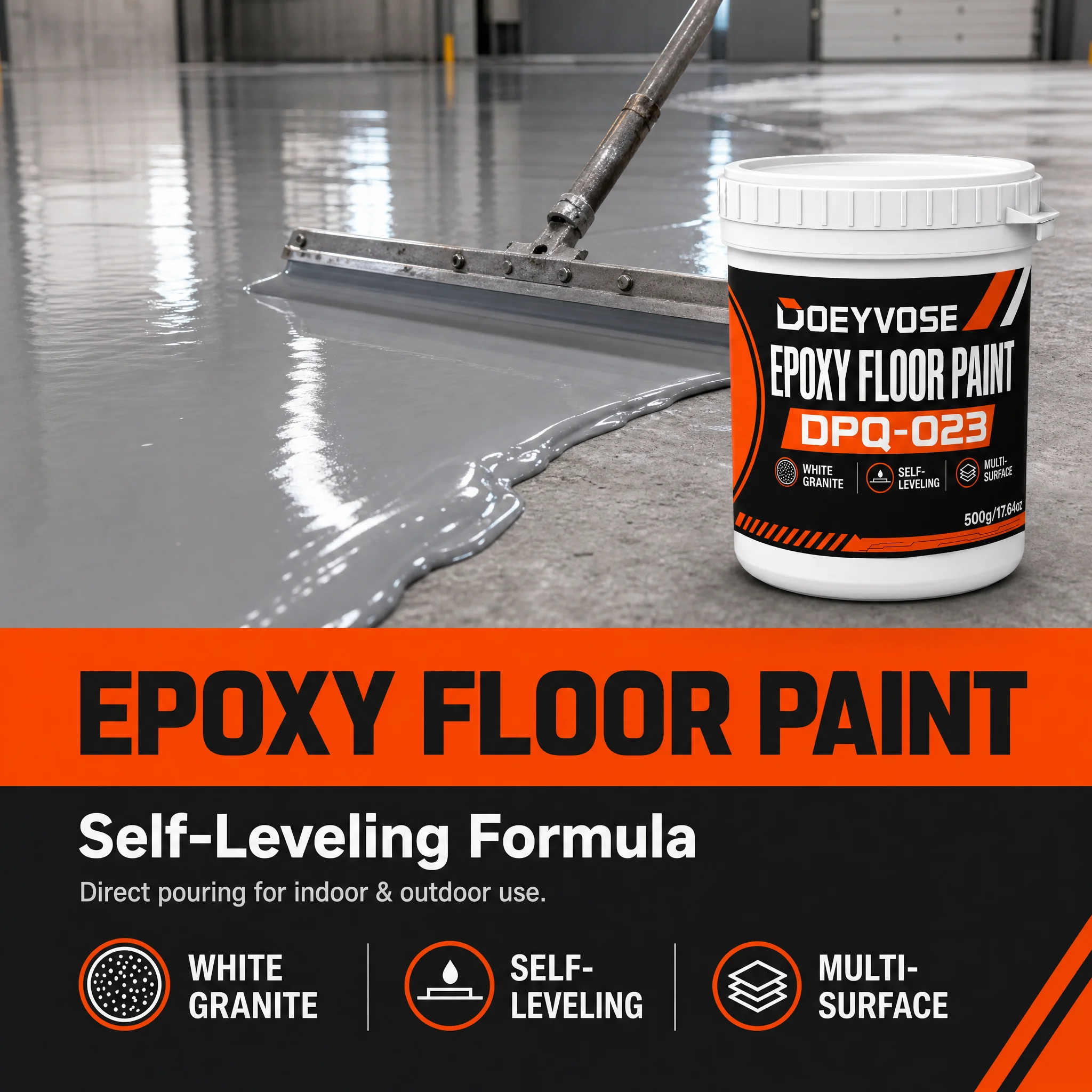500g Epoxy Floor Paint Gray Matte Wearproof Coating Indoor Cement Flooring