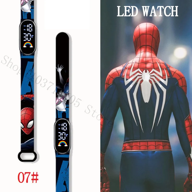 Relojes MINISO Spiderman para chico, pulsera deportiva para hombre, reloj Digital resistente al agua para niños, reloj LED para regalo