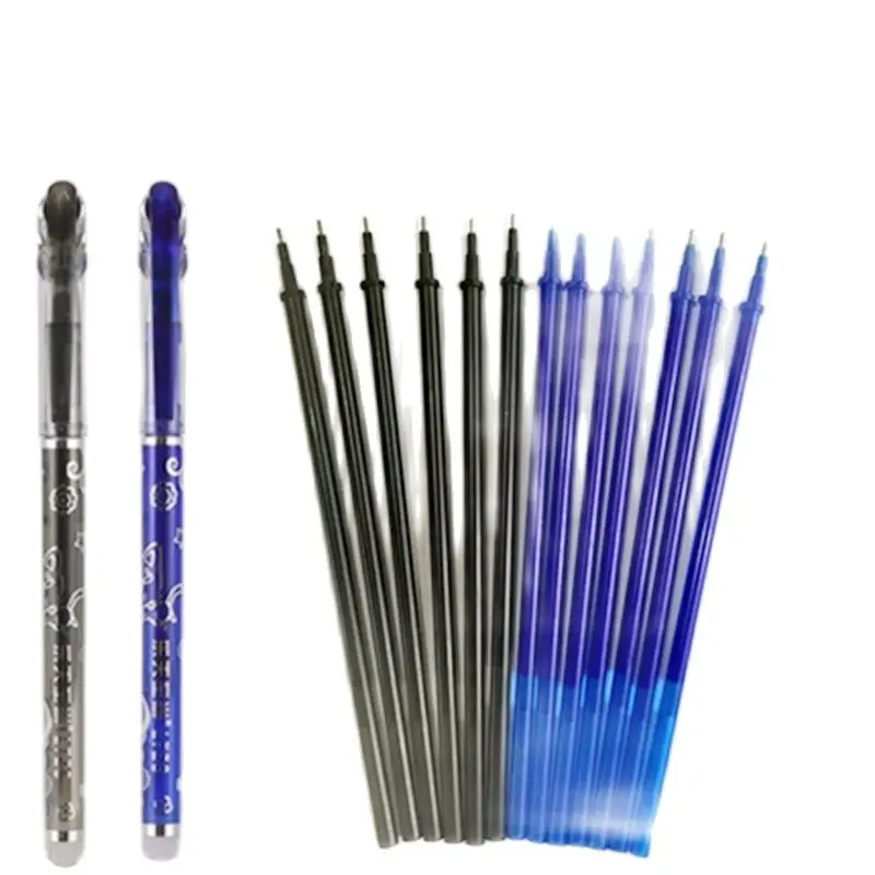 Erasable Gel Pen Refills, Ink Refills, Friction, Fine Point, 0.5mm, Perfect for Writing, 6 Blue, 6 Black, 12 Pack