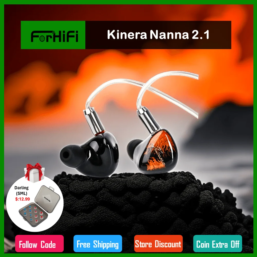 Kinera Nanna 2.1 Z-Tune Edition 2EST+1BA+1DD Hybrid Drivers IEMs In-ear Monitor Earphones HiFi Wired Headphones Audiophile