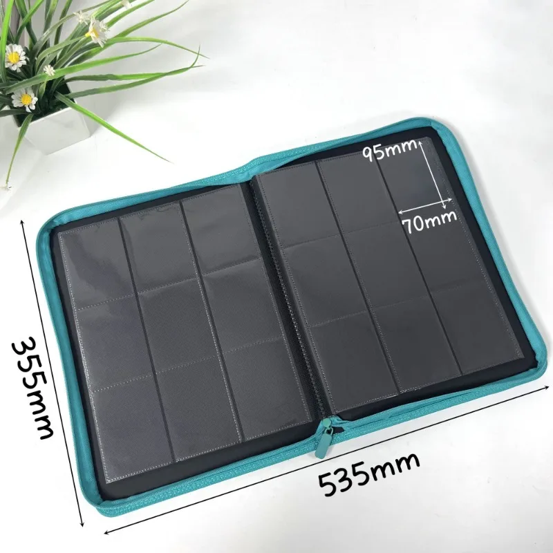 9 zakken 360 Kaarten Ritssluiting Toploader Trading Card Binder Houdt Lederen Game Card Organizer voor MTG/PKM/PTCG Sport Kaarten Album