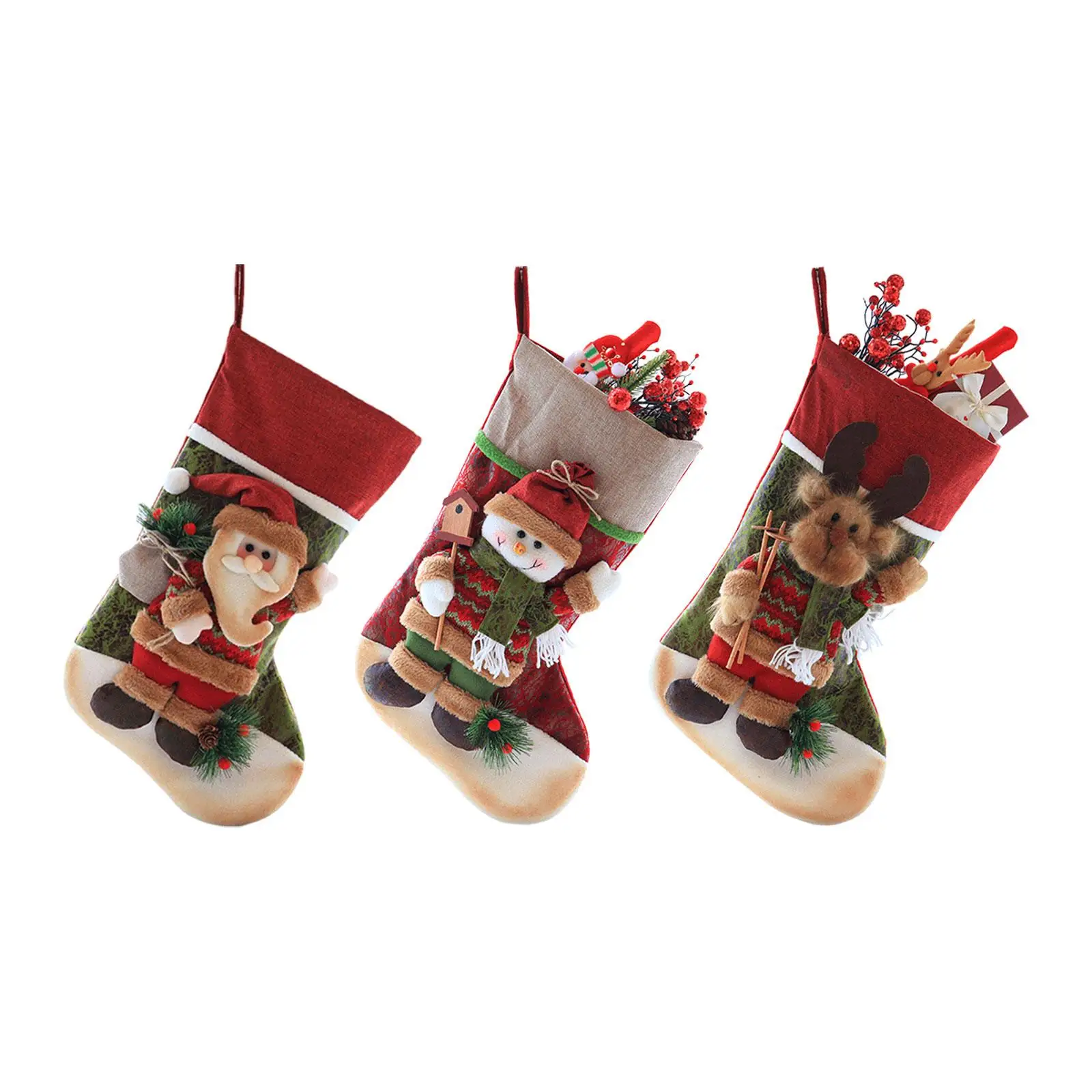 Christmas Stocking Easy to Use Festive Decoration Convenient Hanging Ornament Xmas Sock for Bed Home Office Restaurant Hotel