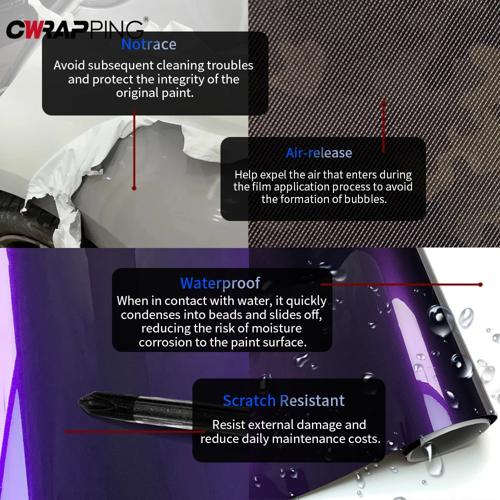 

Air-release Automotive Vinyl Car Wrap PET Waterproof Motorcycle Helmet Anti-Scratch Sticker for Car Cover Self-adhesive Film