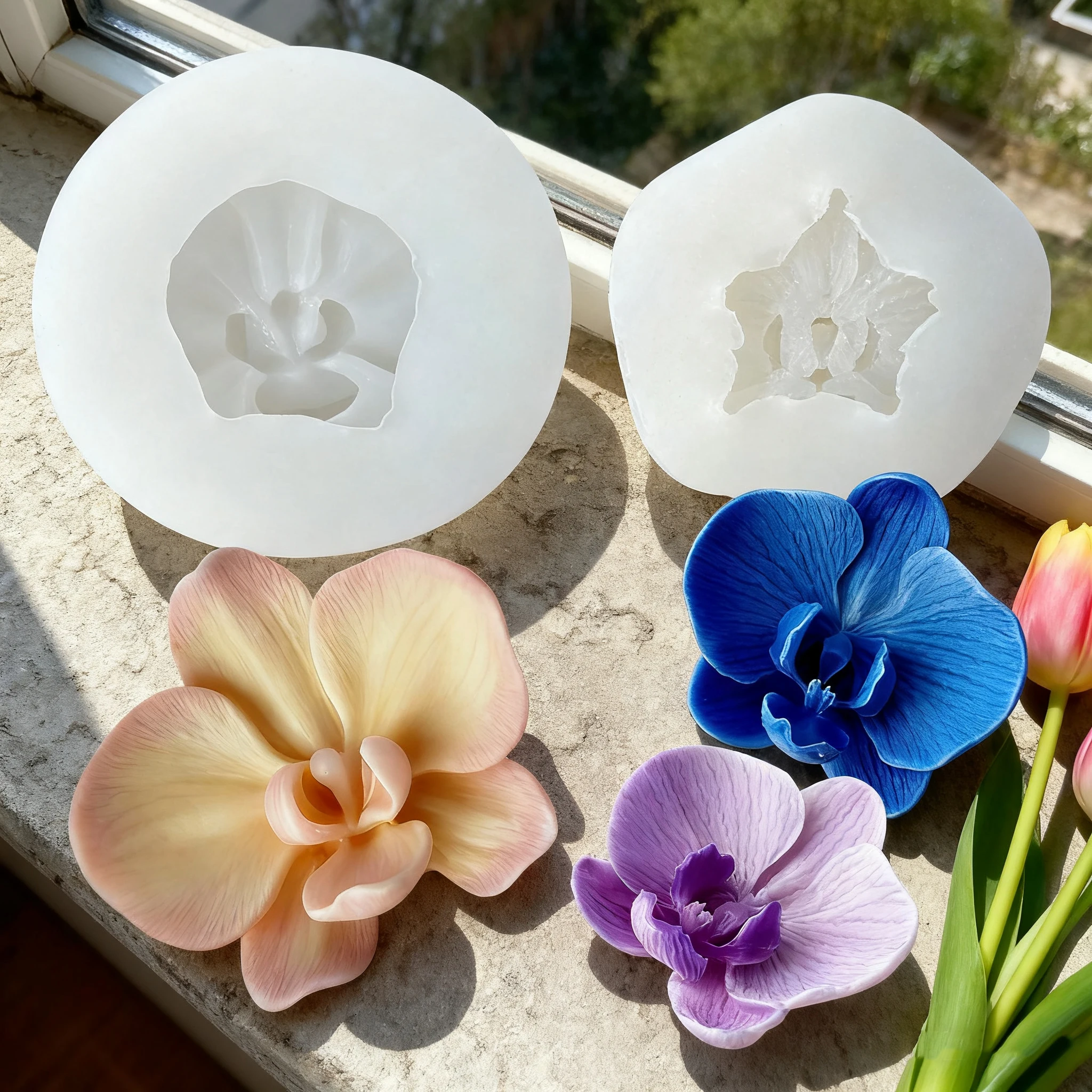Molde de silicona con forma de flor de orquídea 3D, vela Phalaenopsis, molde de cera, bricolaje, aromaterapia, yeso, cemento, artesanía, decoración del hogar, molde de regalo