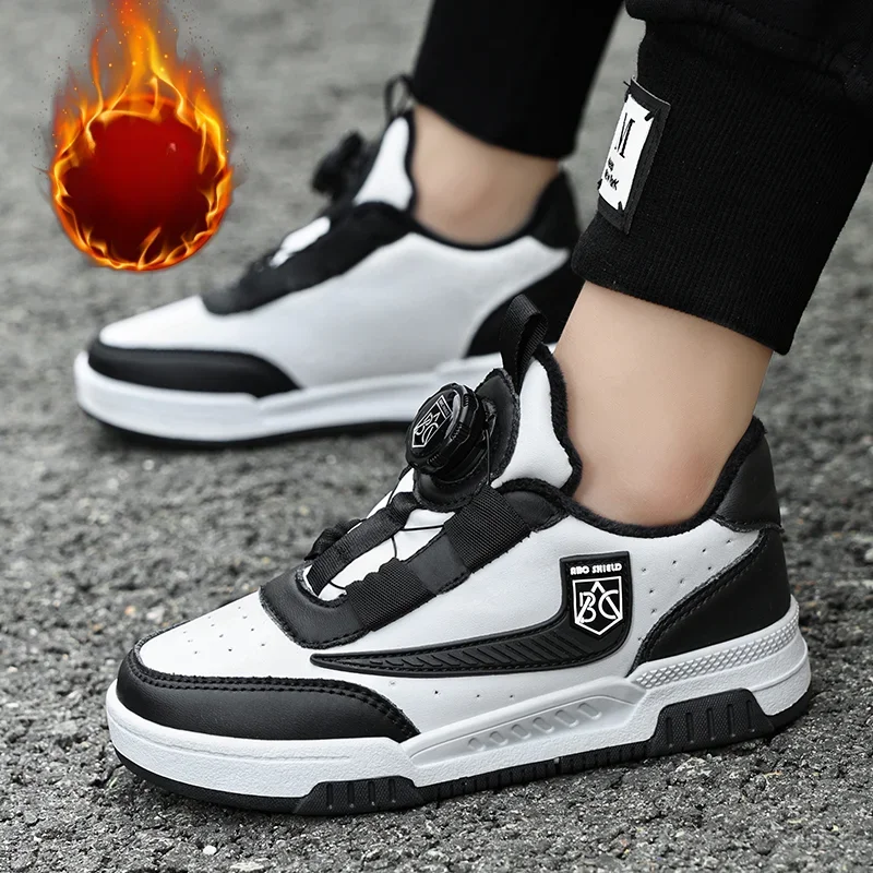 Children Sneaker Boys Casual Shoes Black Leather Flat Student Walking Shoes Non-slip Girl Lightweight Sports Tennis Footwear