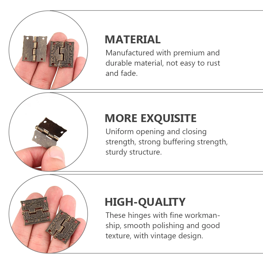 

20 Pcs Hollow Cabinet Door Hinges for Wooden Boxes Jewelry Case Kitchen Furniture Durable Zinc Alloy Hardware Smooth