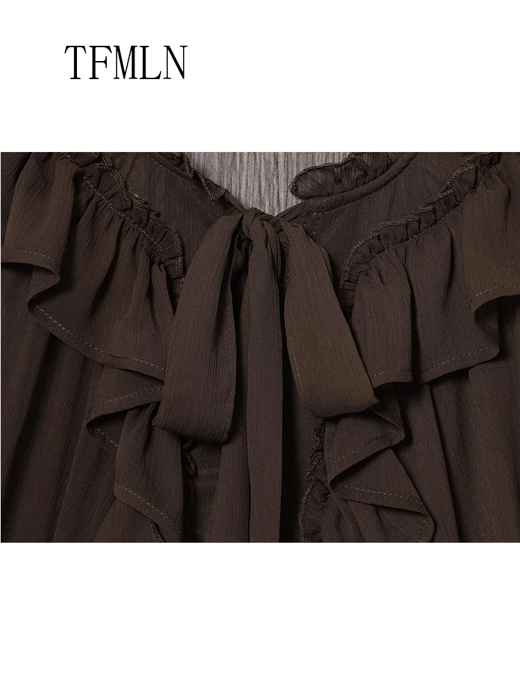 เสื้อเบลาส์ผู้หญิงทรงหลวมแบบมีชั้นสำหรับฤดูใบไม้ผลิ/ฤดูร้อน ปี 2026 ดีไซน์หรูหรา แขนยาว ผ้าบางเบา ติดกระดุมแถวเดียว แต่งระบาย