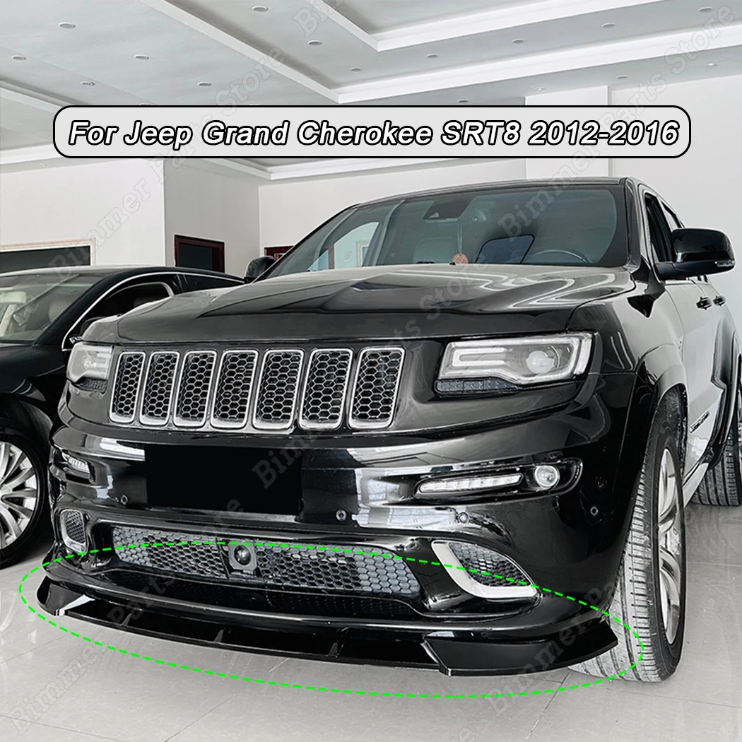 

Car Front Bumper Lip Splitter Spoiler Body Kits 3Pcs Gloss Black/Carbon Look ABS Plastic For Jeep Grand Cherokee SRT8 2012-2016