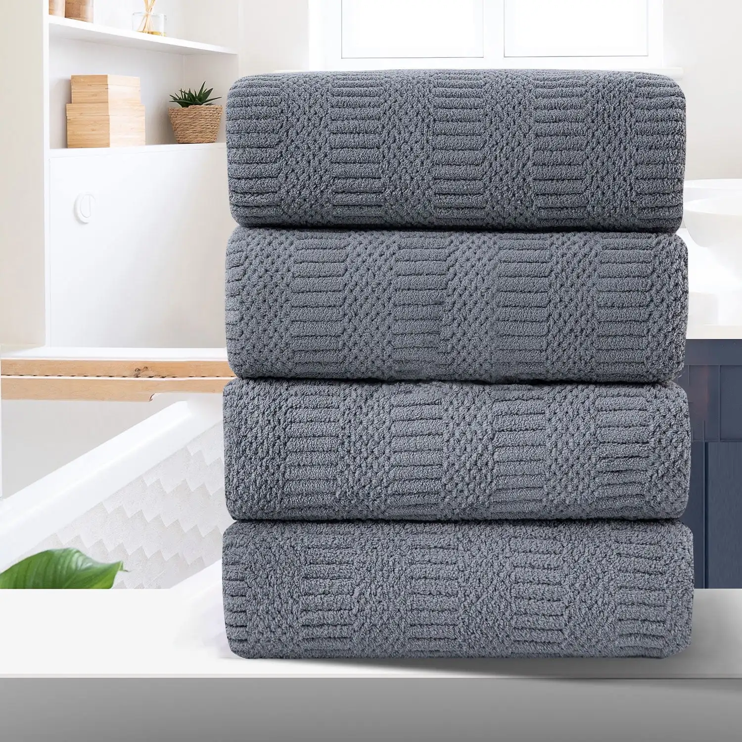 Bathroom Towel Set Dark Gray 4 Piece 700GSM Ultra Microfiber Bath Towel Set for Adult Child and Senior